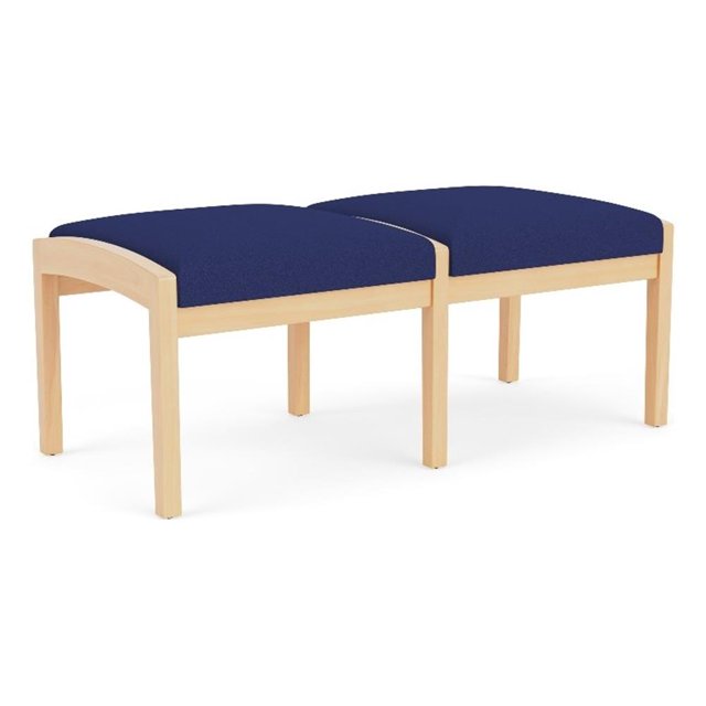 Pemberly Row 18" 2-Seat Fabric Reception Bench in Cobalt Blue/Natural