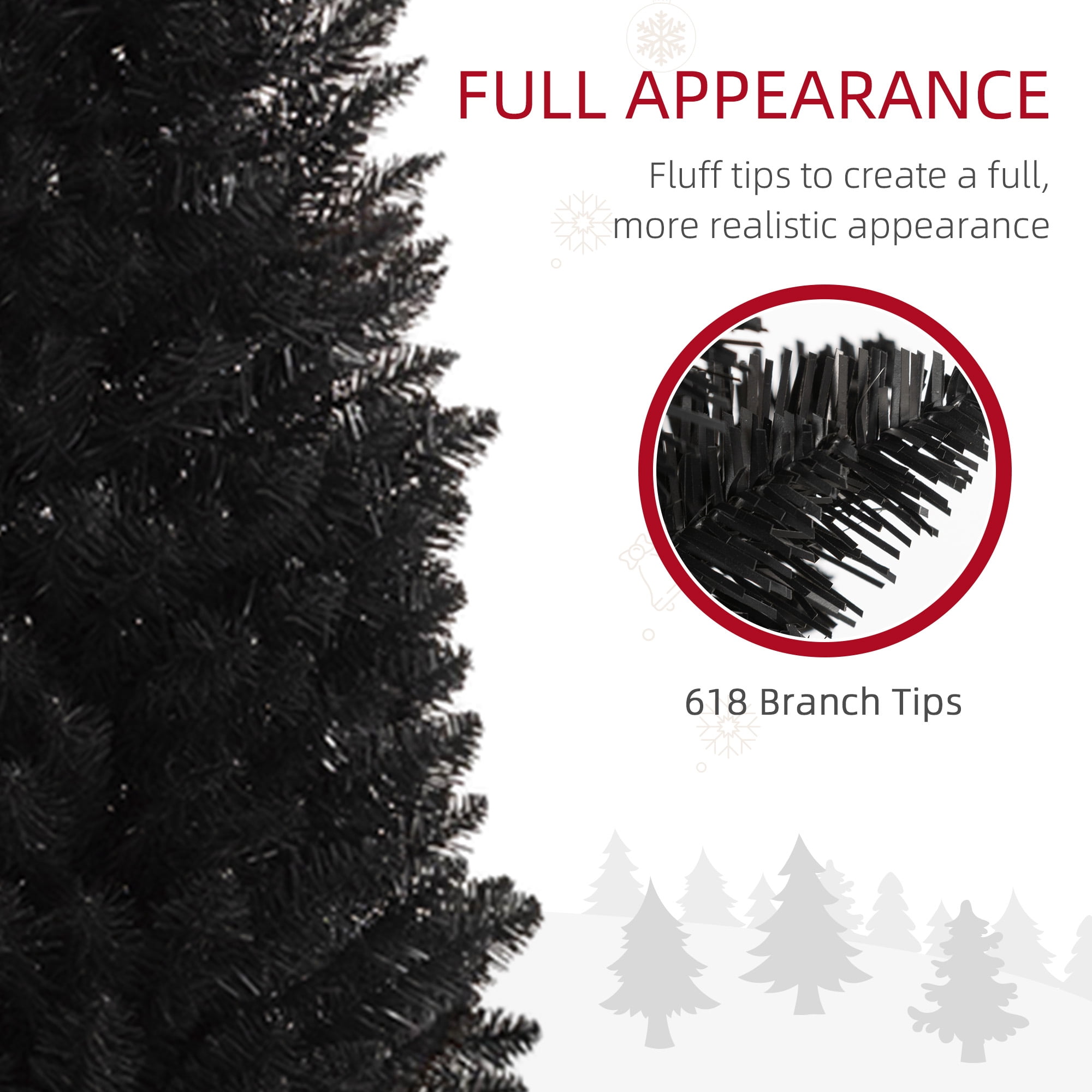 8ft Unlit Pencil Christmas Tree 618 Tips Flame Retardant Small Space Holiday Decor