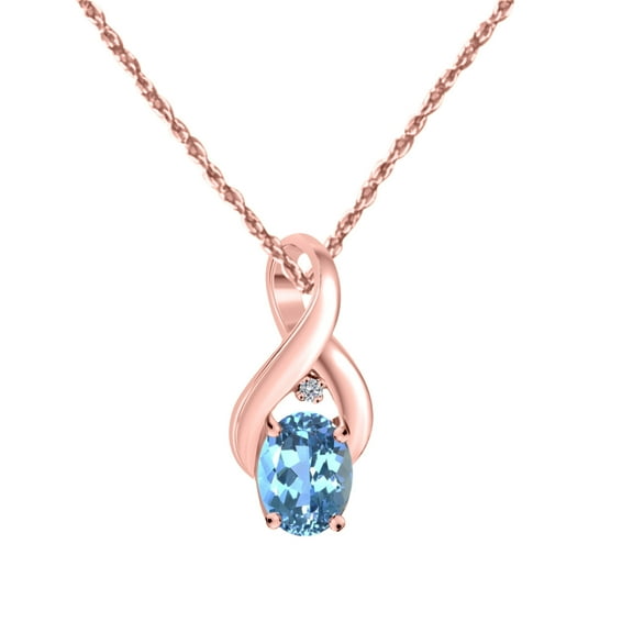 AoneJewelry1.25 Carat Oval Shape Gemstone In Center With Side Diamond & Design Pendant Necklace For Woman Crafted In 10k Rose Gold With 18 Gold Plated Over 925 Sterling Silver Box Chain