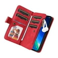 thumbnail image 6 of Case for Apple iPhone 15 Pro,Decase Luxury Zipper Wallet Folio PU Leather Card Slots Holder Case Retro Style With Hand Strap,Full Body Protection Phone Shell,for iPhone 15 Pro - Red, 6 of 11