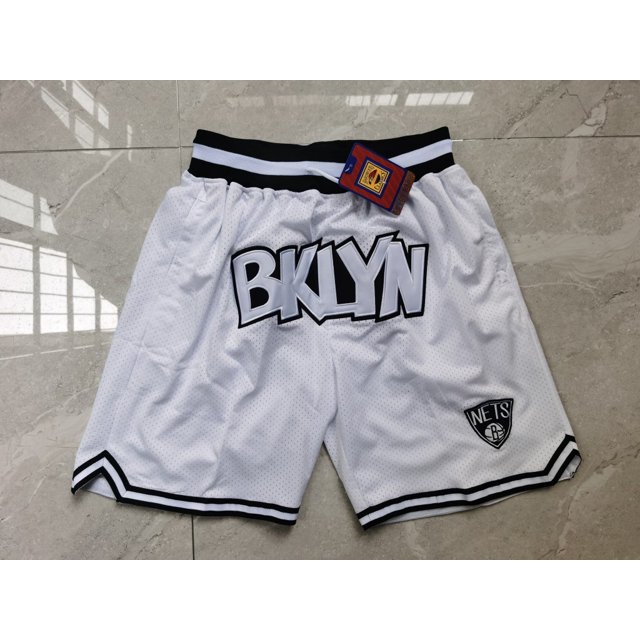 Nets Retro Embroidered Zipper Pocket Shorts Basketball Embroidered Shorts