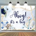 thumbnail image 1 of Blue Floral Ahoy It A Boy Backdrop For Baby Shower, 1 of 5