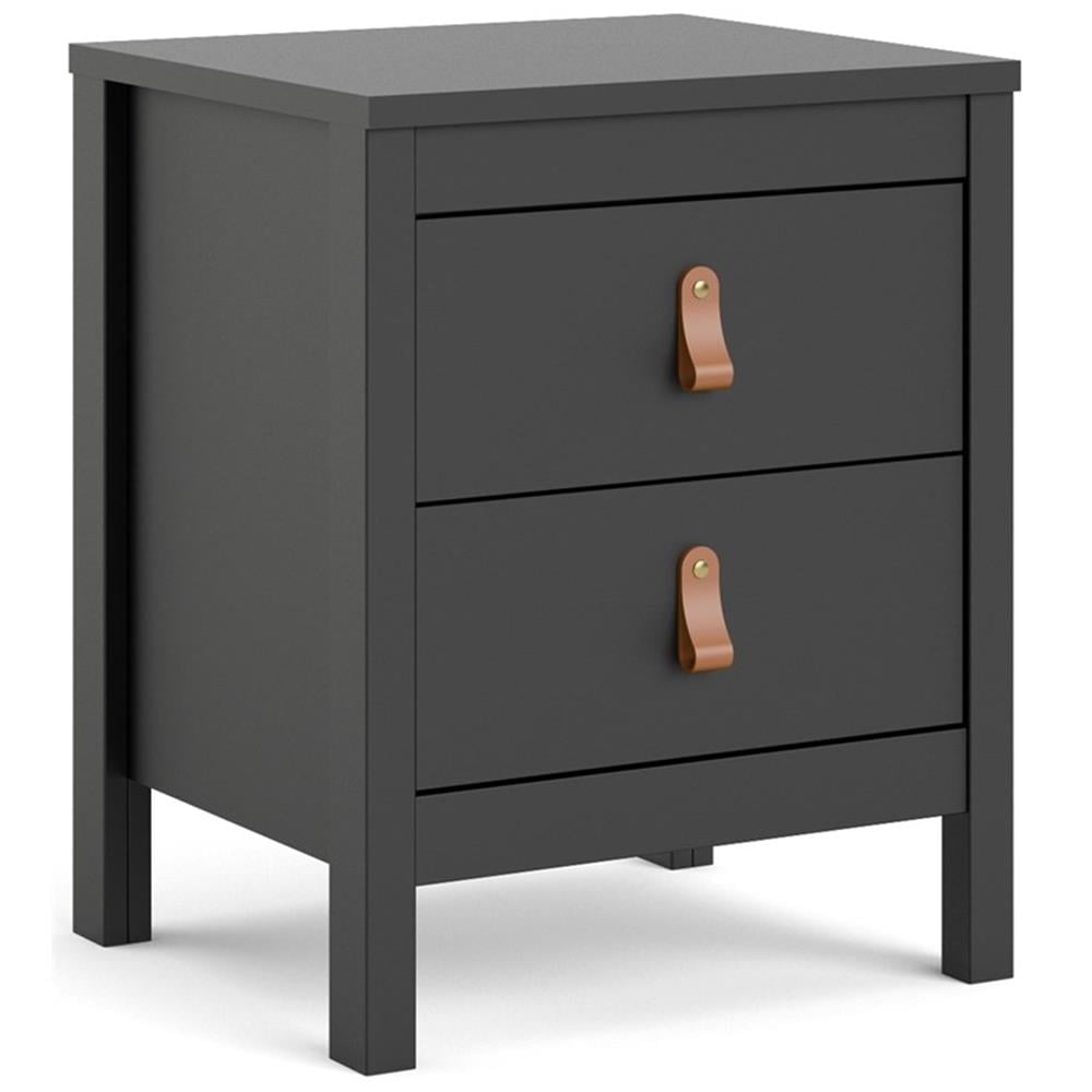 Home Square 2 Piece 2 Drawer Nightstand Set in Black Matte