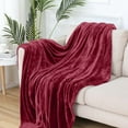 thumbnail image 6 of Xuniizn Soft Blankets, Throw Blanket for Couch, Flannel Sherpa Blanket Fleece Blanket for Adults, Cozy, Plush, Thicken, Reversible, Machine Washable, Wine, 6 of 7