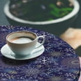 thumbnail image 2 of Ambesonne Dark Blue Fitted Round Tablecloth, Snowflakes Xmas Art, 56"- 60" Diameter, Multicolor, 2 of 5