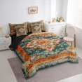 thumbnail image 3 of jejeloiu Ancient Bohemian Flowers 7-Piece Twin Bedding Sets,Retro Batik Flowers Bedding Comforter Set,Orange Teal Sheet Sets For Adults,Breathable Home Decor Reversible, 3 of 8