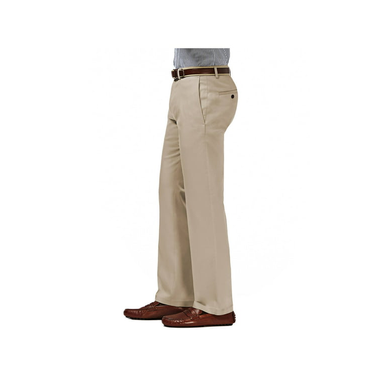 Haggar Men's Premium No Iron Khaki Flat Front Pant Straight Fit HC10889 