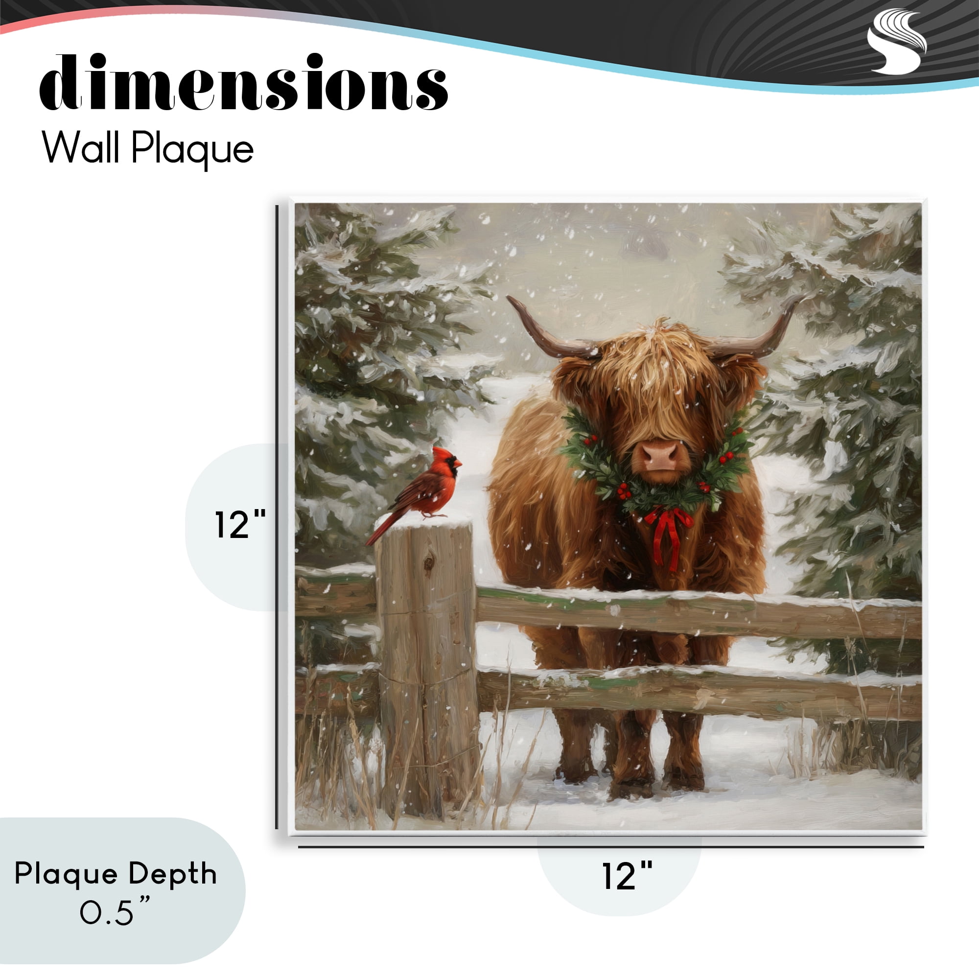 Stupell Industries Christmas Cow & Cardinal Wall Plaque Art, design by Tina LeCour