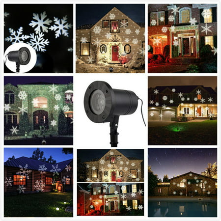 White Snowflake Motion Christmas Landscape Lights Projector LED Spotlight Waterproof ，2018 Version LED Best for Holiday Light Clear