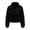 Black, variant on Cropped Puffer Jacket Women Stand Collar Long Sleeve Full Zipper Bubbles Coat Warm Winter Fall Fashion Outerwear