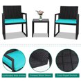 3 Piece Patio Bistro Sets, Outdoor Rattan Chairs & Black Wicker