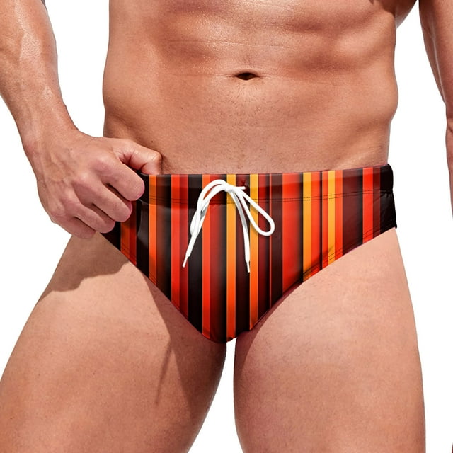 MSJUHEG Swim Trunks Men Swimsuit Mens Swim Trunks Mens Bathing Suit Boxers for Men Polyester Orange L