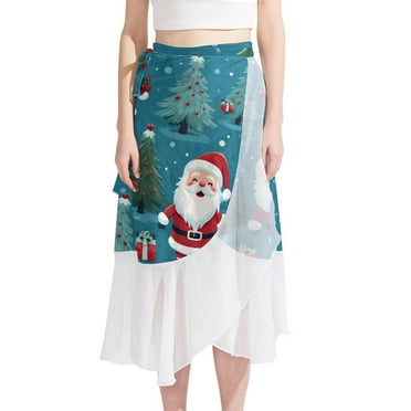 Santa Claus Chic Chiffon Women's Beach Dress and Skirt Set for Sunny Days