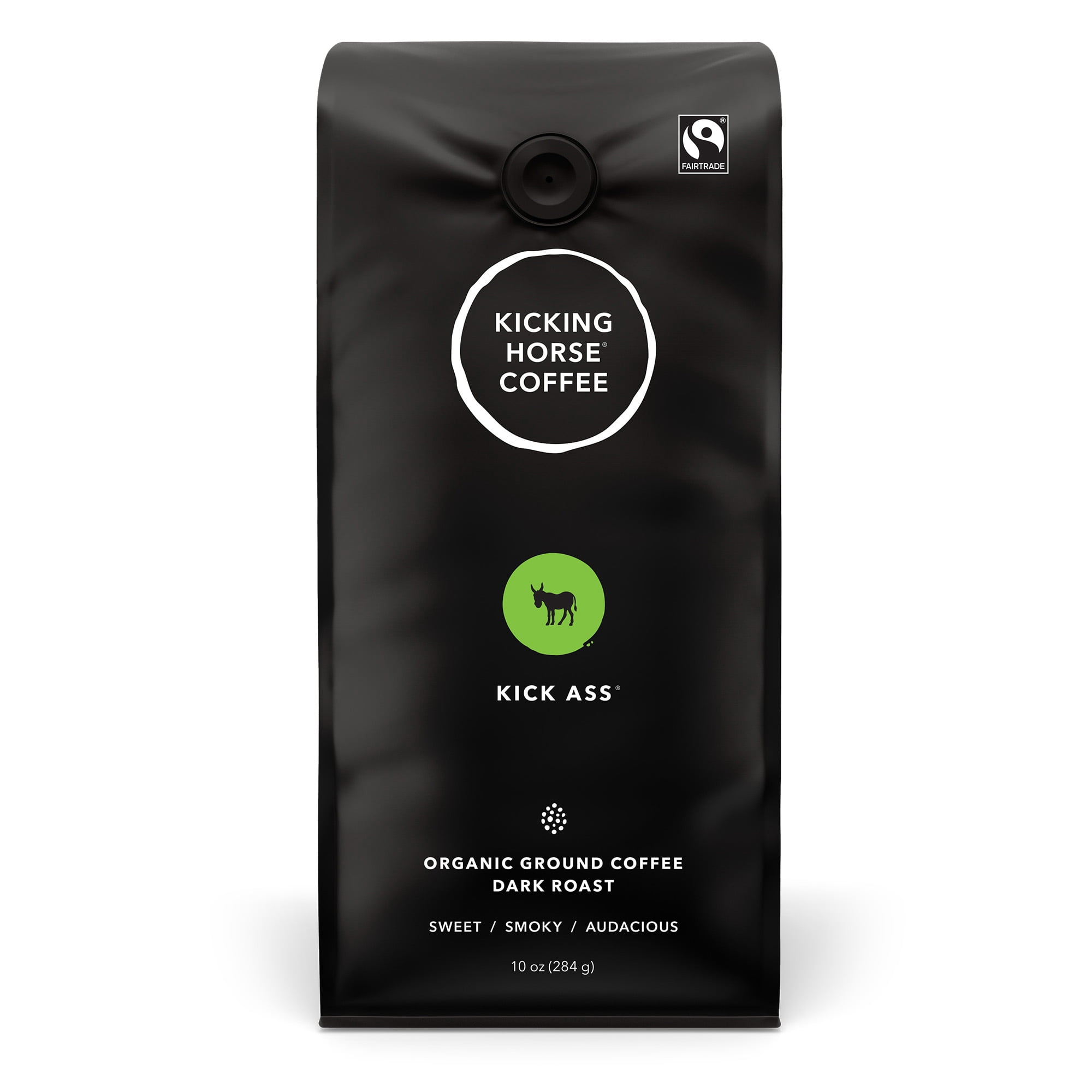 (2 pack) Kicking Horse Coffee Kick Ass Organic Dark Whole Bean Coffee, 10 oz