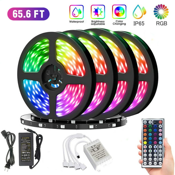 65.6feet Light Strip Built-in Digital IC, SMD 5050 RGB Waterproof 600-LED Flexible Lighting Home Kitchen (Dream Color, 20M) - Walmart.com