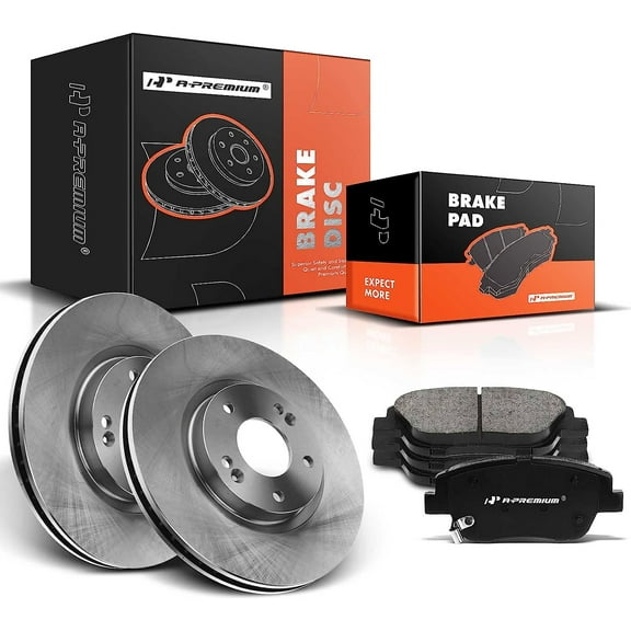 A-Premium 11.81 inch(330 mm) Front Vented Disc Brake Rotors   Ceramic Pads Kit Compatible with Select Hyundai and Kia Models - Sonata 2011-2015, Optima 2011-2016, 6-PC Set