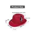thumbnail image 4 of Spencer Classic Fedora Hats for Men Outdoor Travel Wide Brim Felt Hat Panama Hats Dress Hat with Bow Belt, Red, 4 of 9