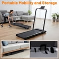 thumbnail image 3 of Simenmax 2-in-1 Foldable Walking Treadmill with Handrails, Quiet Under Desk Treadmill for Home Office, Remote Control, LED Display, 265lbs Capacity, Black, 3 of 9