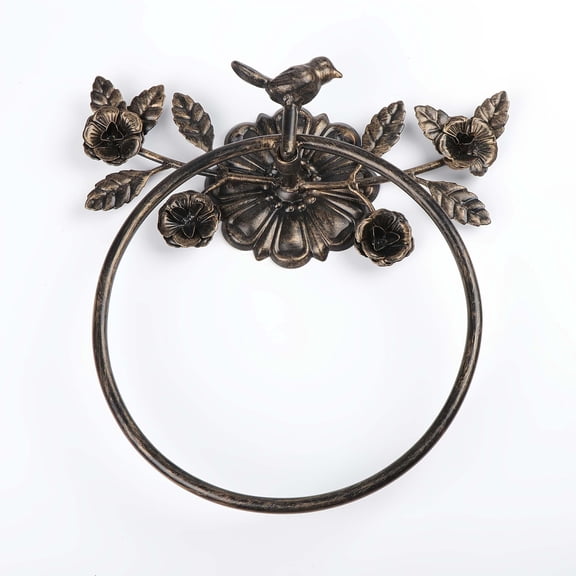 Vintage Style Bathroom Hardware Set, Antique Finish Iron Towel Ring and Robe Hook, Retro Wall Mounted Accessories for Bathroom