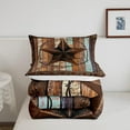 thumbnail image 4 of Western Texas Star Comforter Set Full Size,Vintage Wooden Plank Bedding Set,Adults Bedroom Decor,Rustic Farmhouse West Cowboy Down Comforter,Brown Retro Duvet Insert, 4 of 6