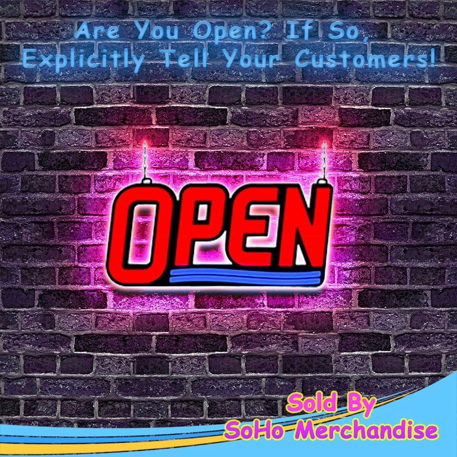 Ultra Bright LED Neon Light Business Open Sign Display for Restaurant Store Shop ( 17" x 8" Rectangle Red & Blue )