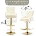 thumbnail image 5 of Foredo Velvet Swivel Bar Stools Set of 2, Modern Adjustable Bar Stools with Button Tufting and Pull Ring, Kitchen Counter Square Island Bar Stool, Beige, 5 of 8