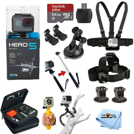 GoPro HERO5 Black Edition All In 1 PRO Accessory KIT Bundle w/ SanDisk 64GB