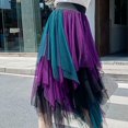 thumbnail image 1 of Falda plisada de lunares de cintura alta para mujer de Herrnalise, falda larga de malla elástica con cinturón para primavera y verano para mujer, 1 of 7
