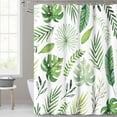 thumbnail image 1 of Cortina de ducha impermeable KGORGE con forma de hoja de palmera tropical 180 x 180 cm, 1 of 6
