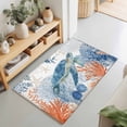 thumbnail image 2 of Entryway Rug 2'x3', Sea Turtle Coastal Kitchen Runner Rugs Non-Slip Carpet Mats, Blue Red Summer Beach Coral Nautical Bedside Rugs Runners Washable Floor Carpet for Bathroom Laundry Room, 2 of 8