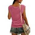 thumbnail image 2 of Summer Sleeveless Women Solid Color V-Neck Casual Shirt Tops, 2 of 3