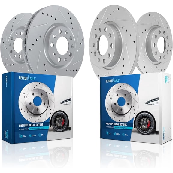 Detroit Axle - 4pc Brake Rotors for 2015 2016 2017 Chrysler 200, Drilled and Slotted Brake Rotors: 12.01" Front and 10.95" Rear Rotor