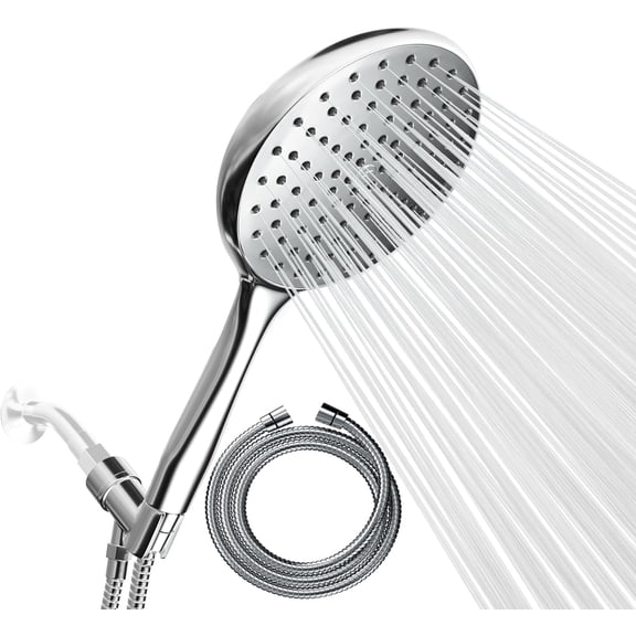 SparkPod Rainfall Shower Head with Handheld - 6-Inch Head, 6ft Hose, Adjustable Bracket (Luxury Polished Chrome)