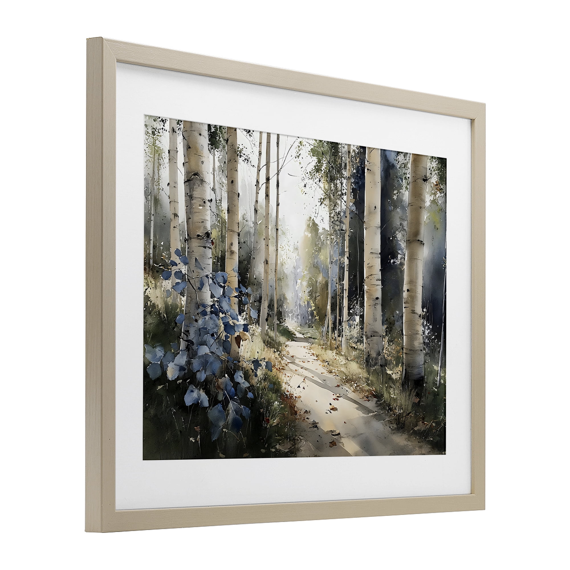 Stupell Industries Blue Birch Sunlit Forest Birch Framed Print Under Glass, design by Franklyn Gregory
