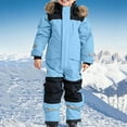 thumbnail image 2 of Boys Romper Jumpsuit Snowsuit Children's Boys Ski Suit Thermal Ski Overall Winter Warm Snow Overall Windproof Winter Suit With Removable Hood Mud Suit Outdoor Softshell Suit 14 Years-15 Years, 2 of 5