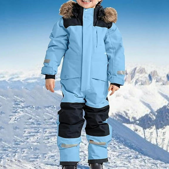 Baby Toddler Winter Snowsuit Ski Suit Jumpsuit Hooded Jacket Coat Warm Thick Winter Outdoor Snowboarding for Baby Toddler Size 5-6