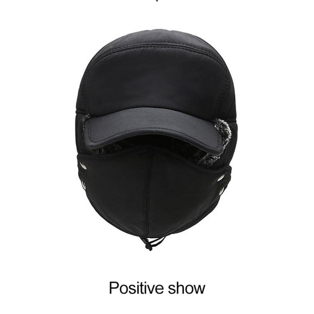 Gorro de invierno con cubierta para la cara, forro polar grueso a prueba de viento, gorro cálido con orejeras, gorro térmico, calentador de orejas para hombres, ciclismo al aire libre, esquí