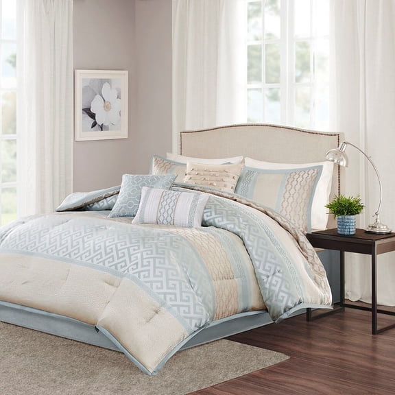 Bedding Sets, 7 Piece Comforter Set Aqua Queen, Bed Sets, Comforter Sets,