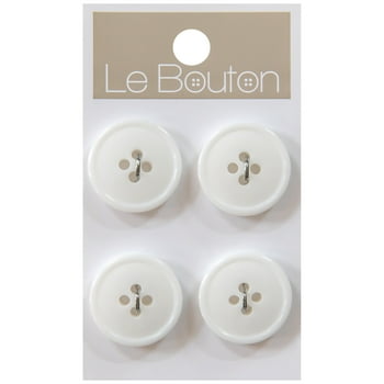 Le Bouton White 3/4" Round 4-Hole Buttons, 6 Pieces