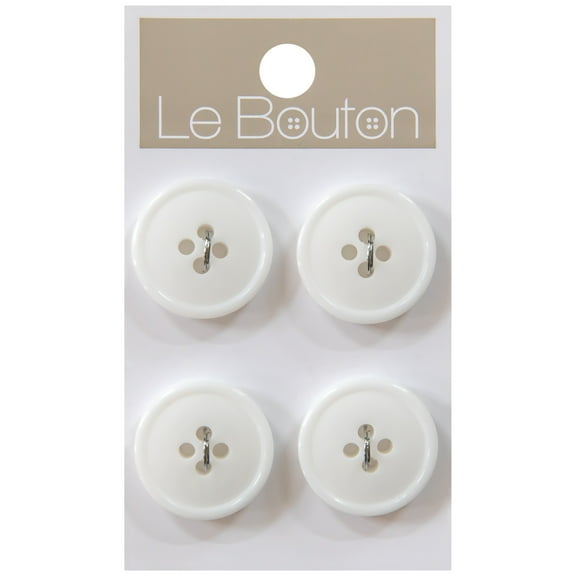 Le Bouton White 3/4" Round 4-Hole Buttons, 6 Pieces