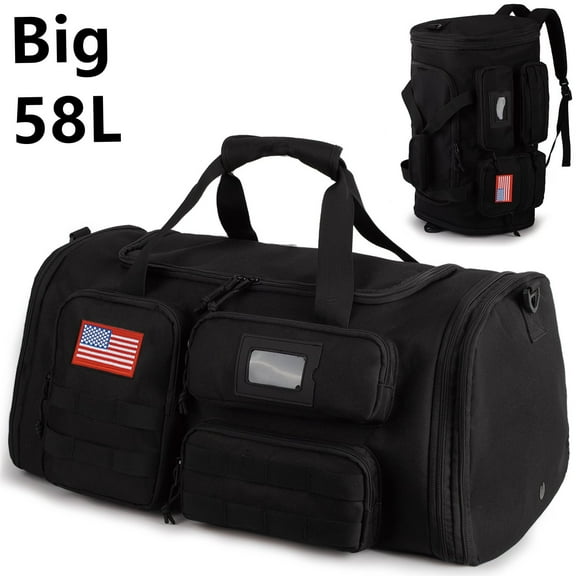 27.5In Expandable Gym Bag For Men,58L Large 3 in 1 Sports Travel Duffle Bag With Shoes Compartment,Water Resistant Sports Gym Tote Bags Multi-functional Travel Backpack Overnight Bag