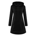 thumbnail image 5 of Women Long Length Loose Casual Solid Drawstring Hoodie Pullover with Big Pocket, 5 of 6
