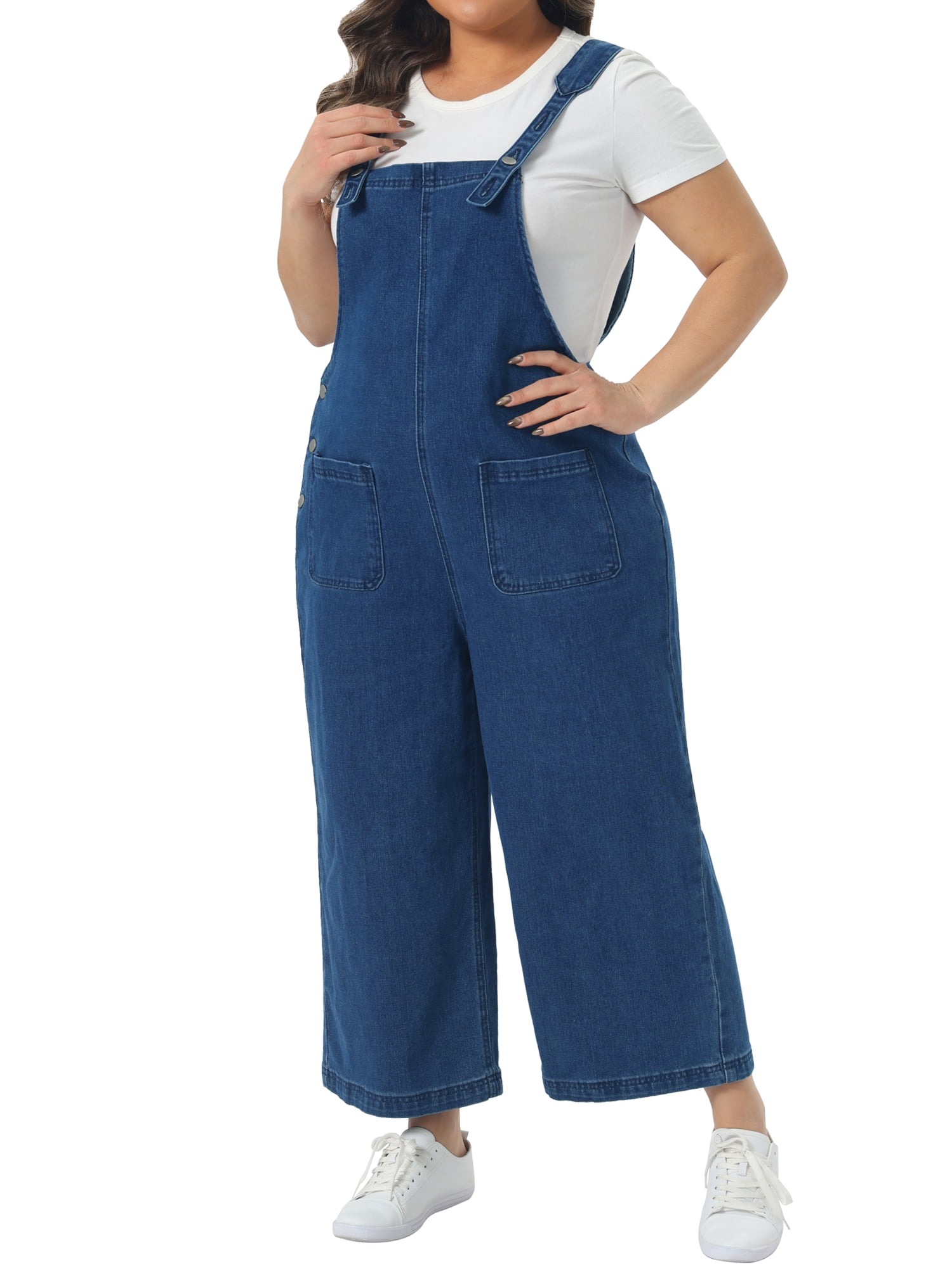 DARING DIVA Women's Plus Size Casual Denim Bib Adjustable Suspenders Overalls 3X Blue