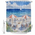 thumbnail image 2 of Summer Vacation Shower Curtains for Bathroom, Watercolor Beach Chair Washable Fabric Shower Curtain with Hooks Waterproof Bathroom Decor Sets, 60 x 72 Inches, 2 of 9