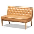 thumbnail image 3 of Baxton Studio Riordan Mid-Century Modern Tan Faux Leather Upholstered and Walnut Brown Finished Wood 3-Piece Dining Nook Set, 3 of 10