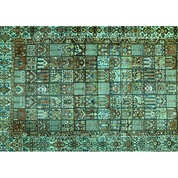 Ahgly Company Indoor Rectangle Persian Turquoise Blue Traditional Area Rugs, 6' x 9'