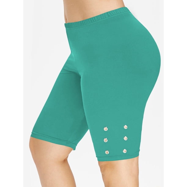 Además de pantalones hasta la rodilla tamaño de calado Rosegal Leggings de talla grande