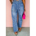 thumbnail image 2 of Dusk Blue High Waist Straight Leg Ankle Jeans for Women - Casual Everyday Denim | [ZhiHiMeRi] | 10, 2 of 5