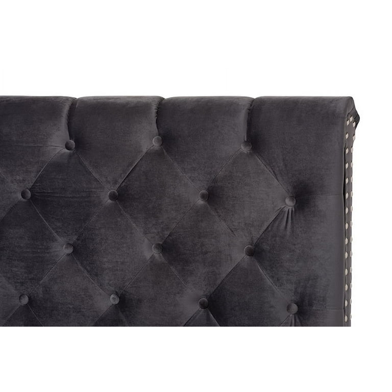 Baxton Studio Candace Luxe and Glamour Dark Grey Velvet Upholstered Queen Size Bed Baxton Studio Candace Luxe and Glamour Dark Grey Velvet Upholstered Queen Size Bed