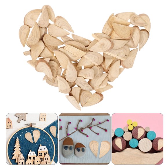 OULII 70Pcs Wood Crafts for Wood Handicraft Pieces Beige Rustic Students Weddings